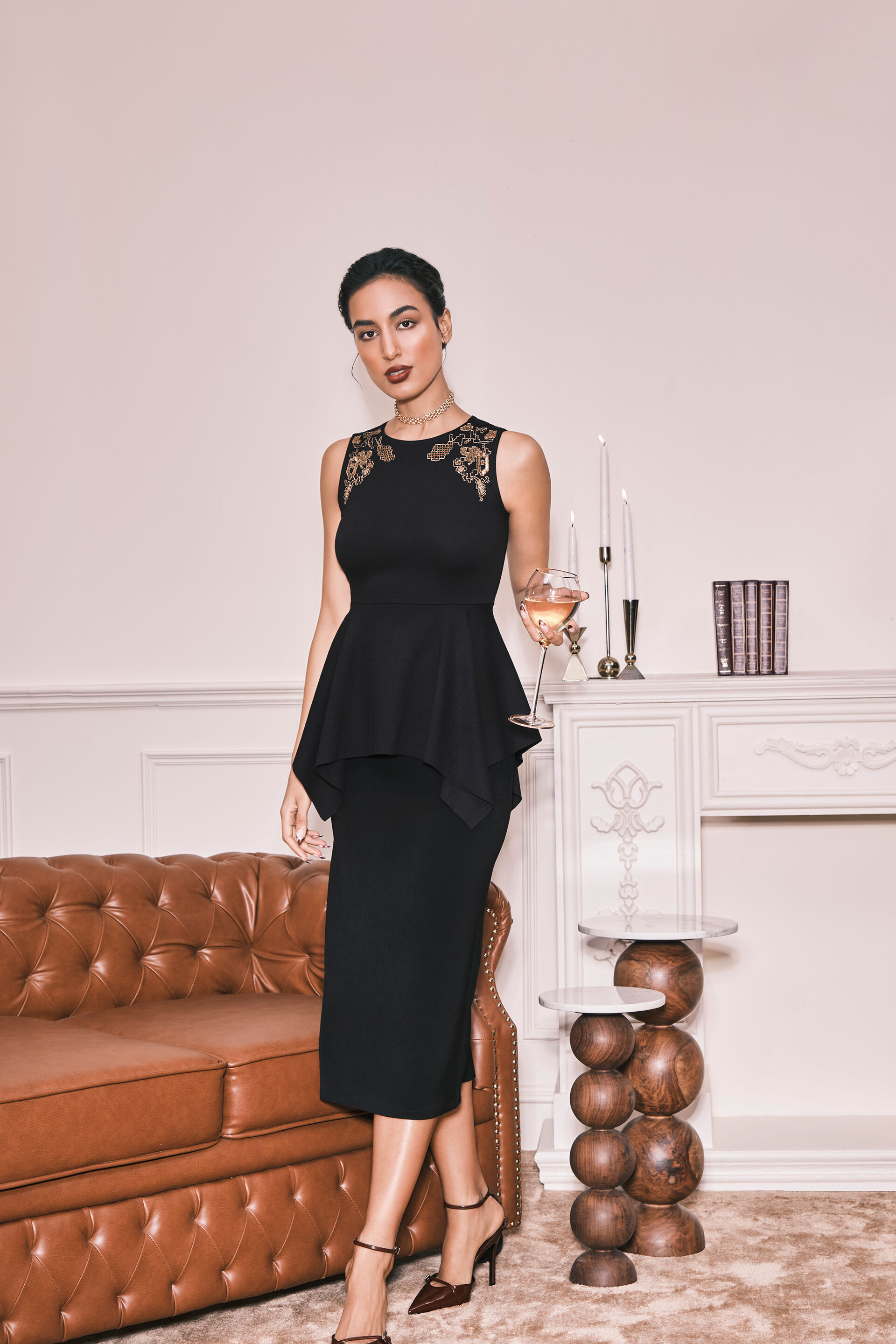 Gold Shoulders Peplum Top